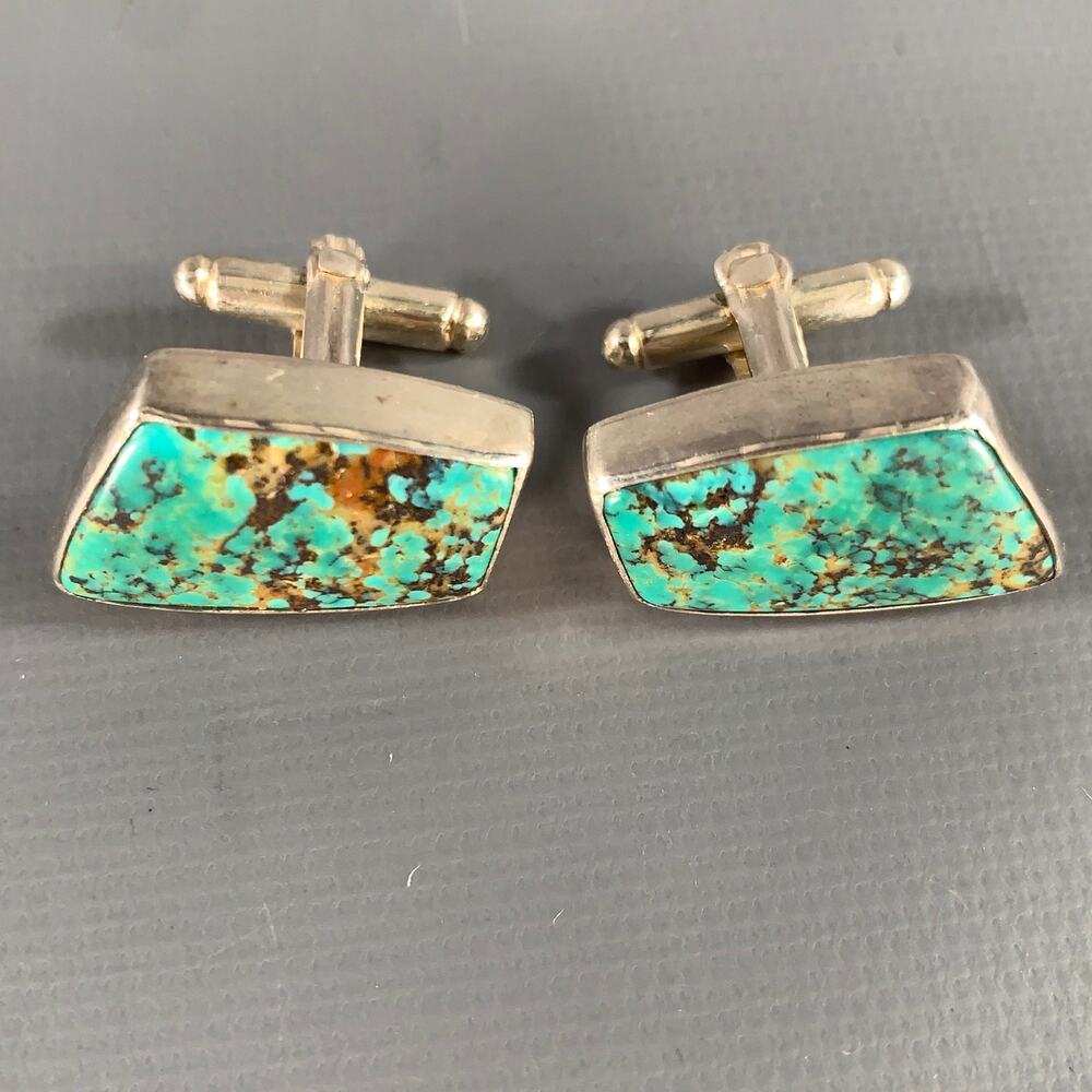 SIMON CARTER Size One Size Turquoise Brown Abstract Gems Cuff Links